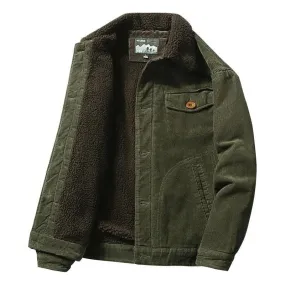 Men’s Corduroy Fur Collar Warm & Stylish Cotton-Padded Windbreaker Jacket