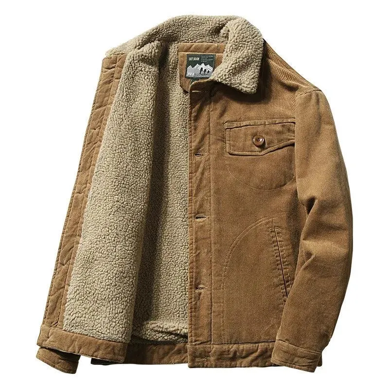 Men’s Corduroy Fur Collar Warm & Stylish Cotton-Padded Windbreaker Jacket