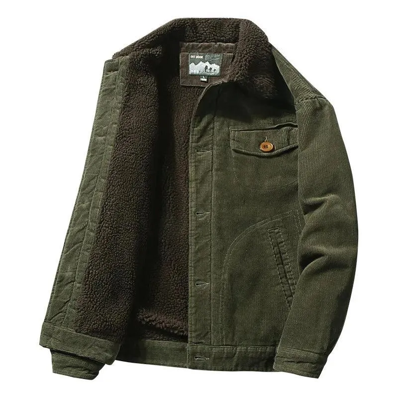 Men’s Corduroy Fur Collar Warm & Stylish Cotton-Padded Windbreaker Jacket