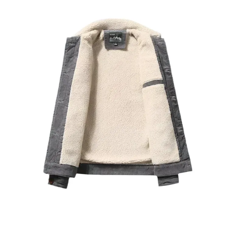 Men’s Corduroy Fur Collar Warm & Stylish Cotton-Padded Windbreaker Jacket