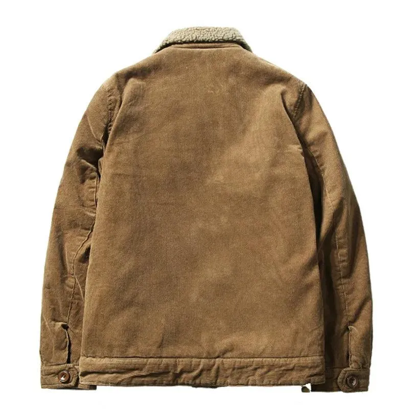 Men’s Corduroy Fur Collar Warm & Stylish Cotton-Padded Windbreaker Jacket