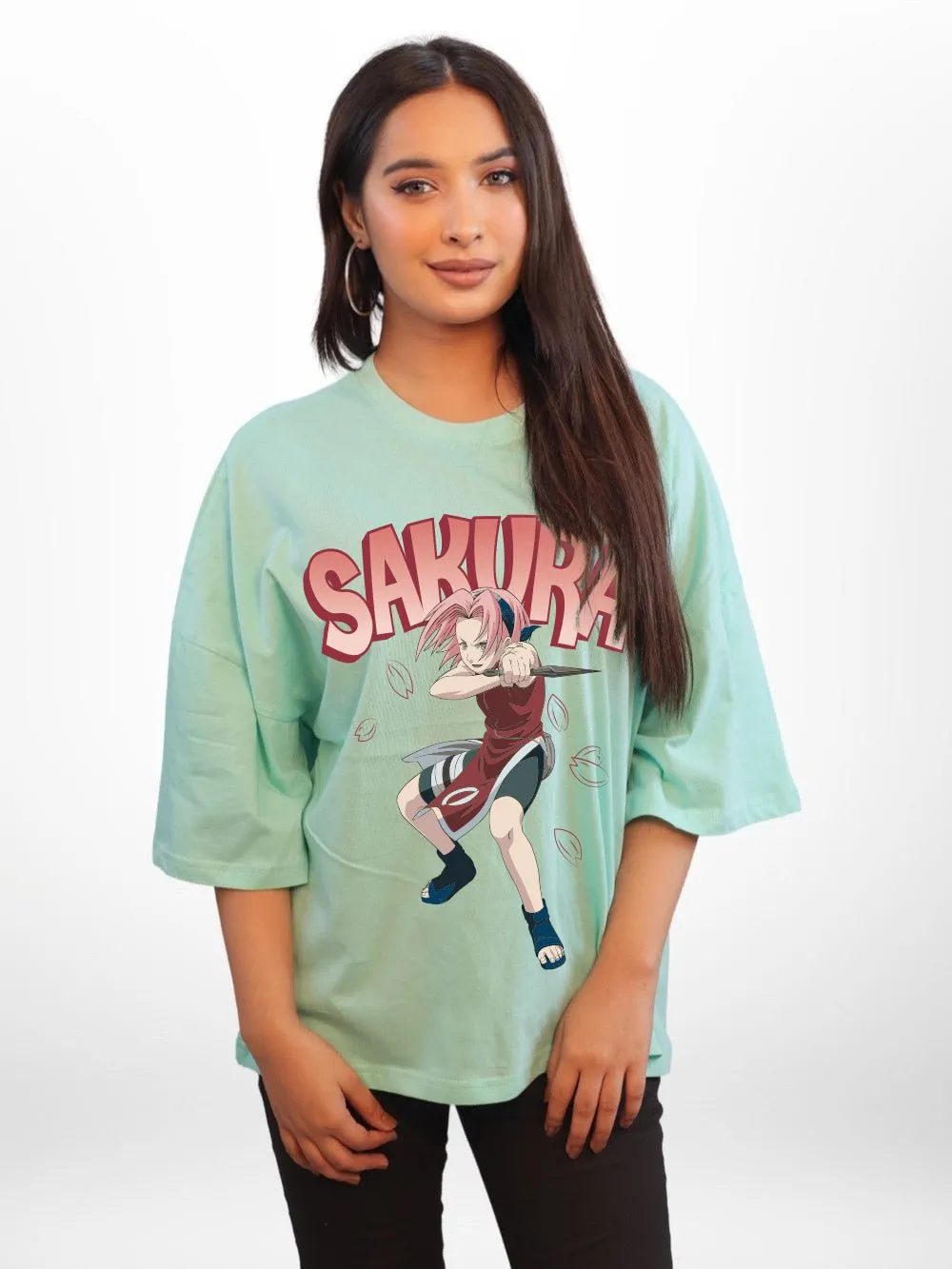 NARUTO: SAKURA Graphic Printed Womens Drop Shoulder T-shirt Legacy Boutiques Dhaka