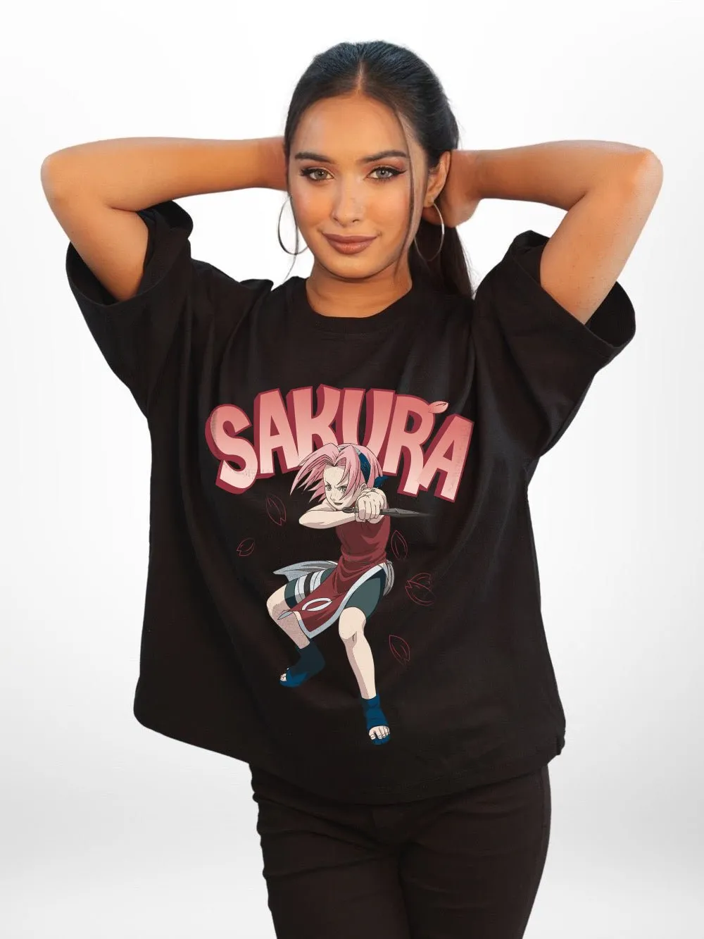 NARUTO: SAKURA Graphic Printed Womens Drop Shoulder T-shirt Legacy Boutiques Dhaka