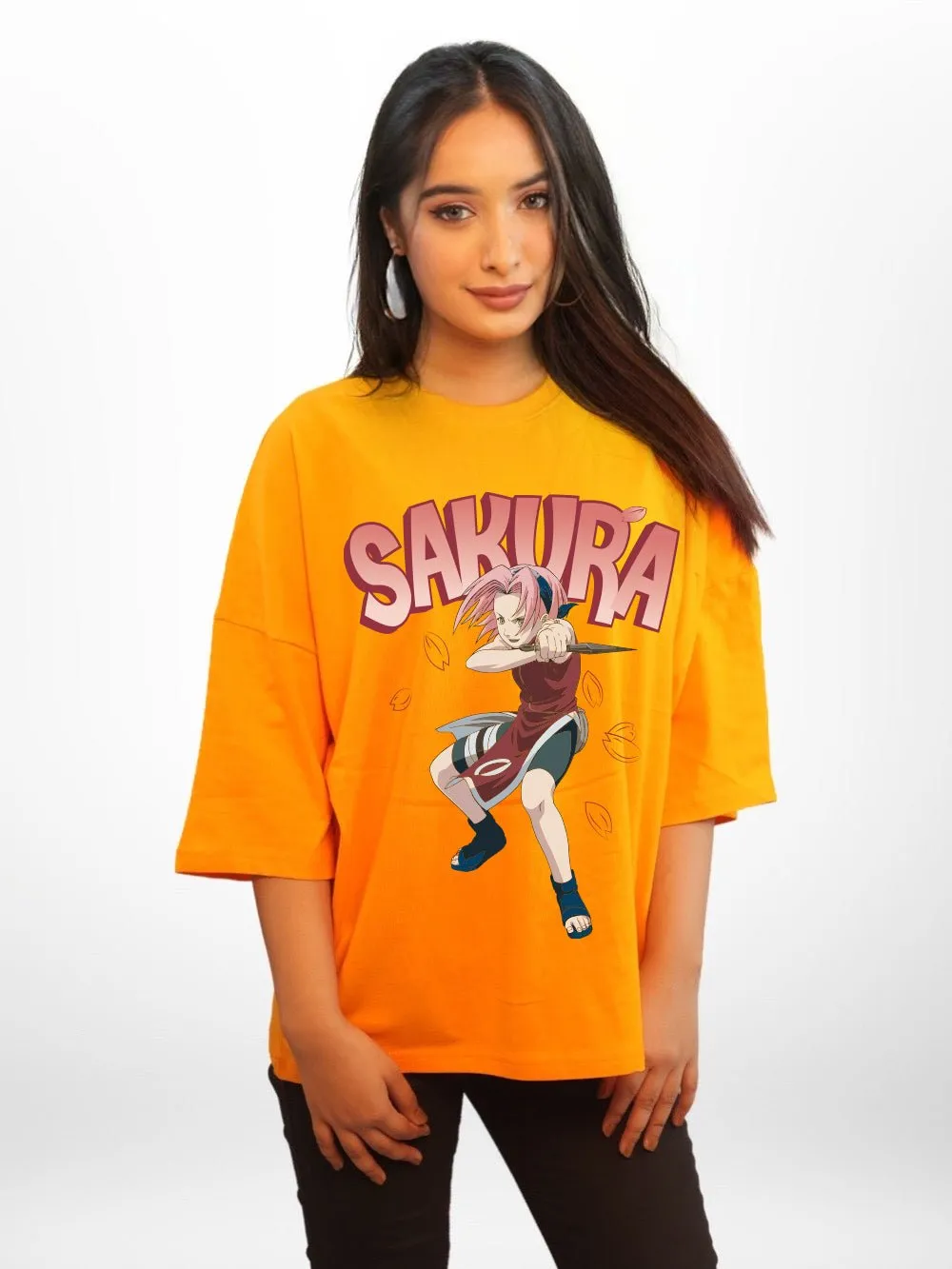 NARUTO: SAKURA Graphic Printed Womens Drop Shoulder T-shirt Legacy Boutiques Dhaka
