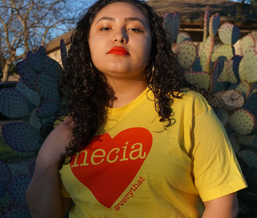 Necia Life tee in Golden Yellow and Red