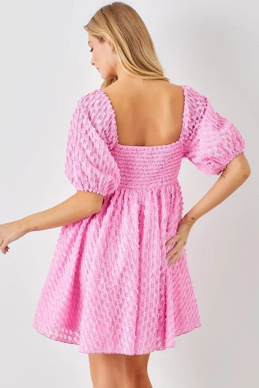 Pink Checked Babydoll Dress