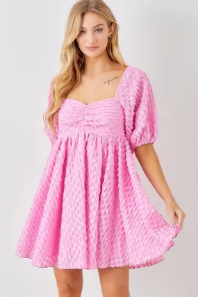 Pink Checked Babydoll Dress