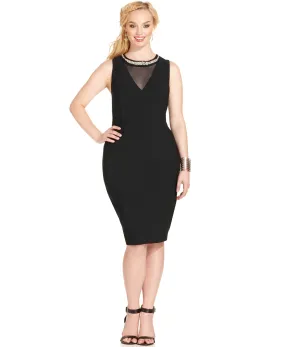 Plus Rhinestone Illusion Bodycon Dress