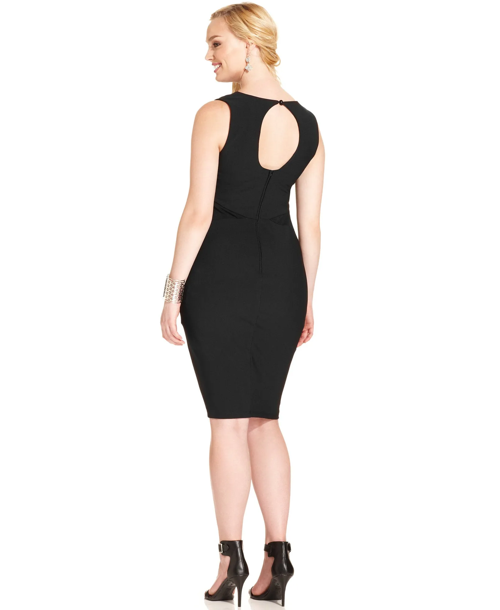 Plus Rhinestone Illusion Bodycon Dress