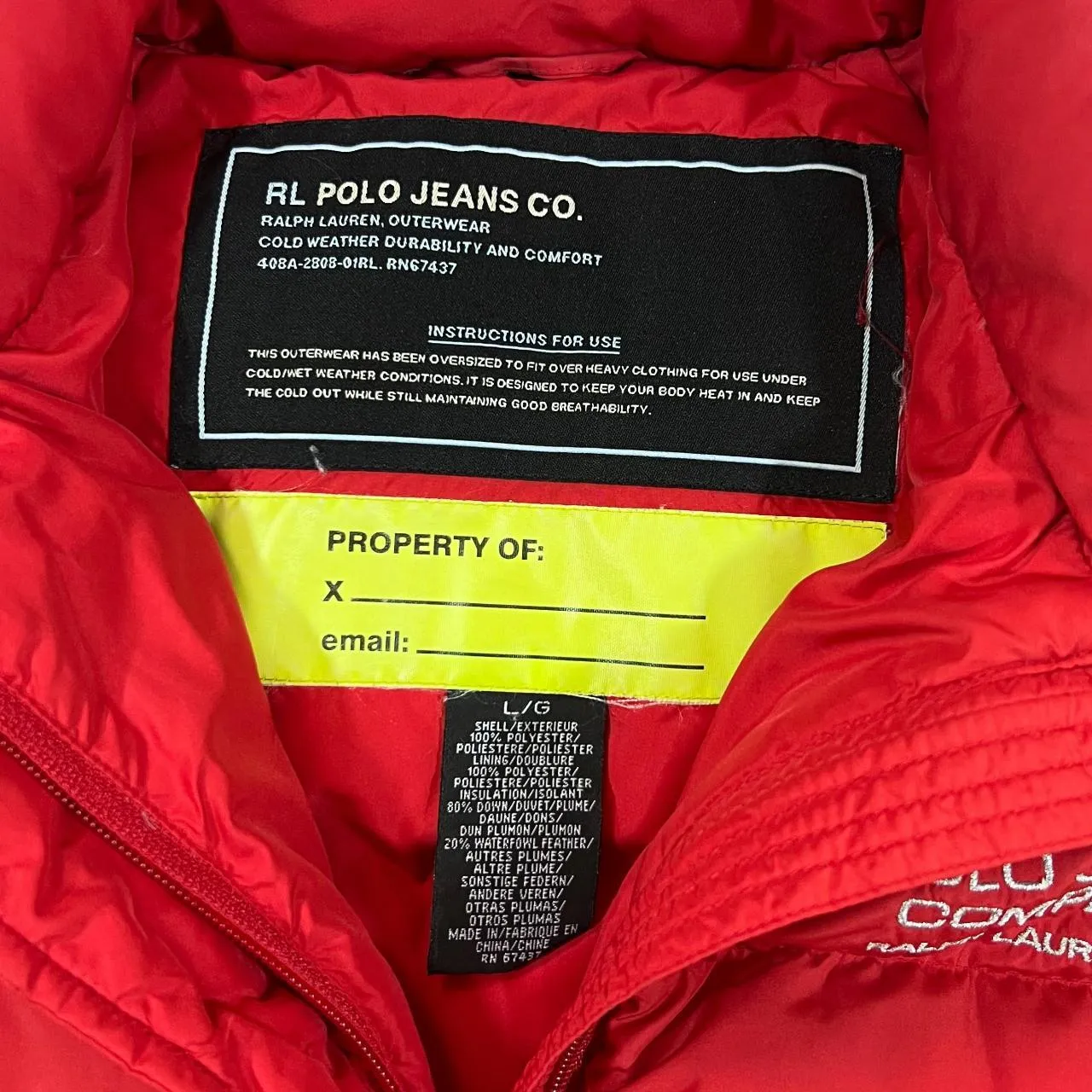 POLO JEANS CO. RALPH LAUREN Cold Weather Red Down Feather Fill Padded Puffer Gilet