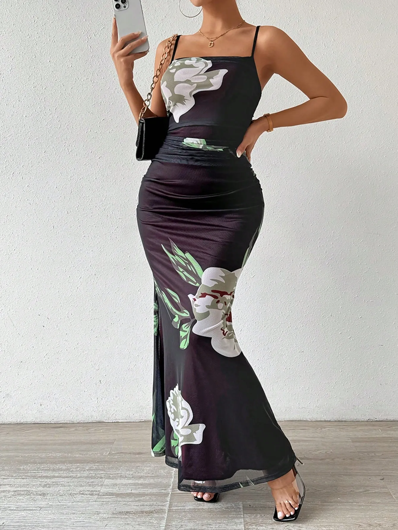 Privé Mesh See Through Bodycon Cami Dress