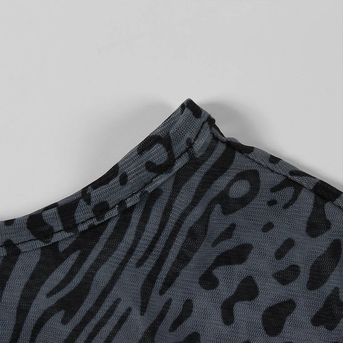Sexy See through Mesh Leopard Print Sheath Backless Formal Dress