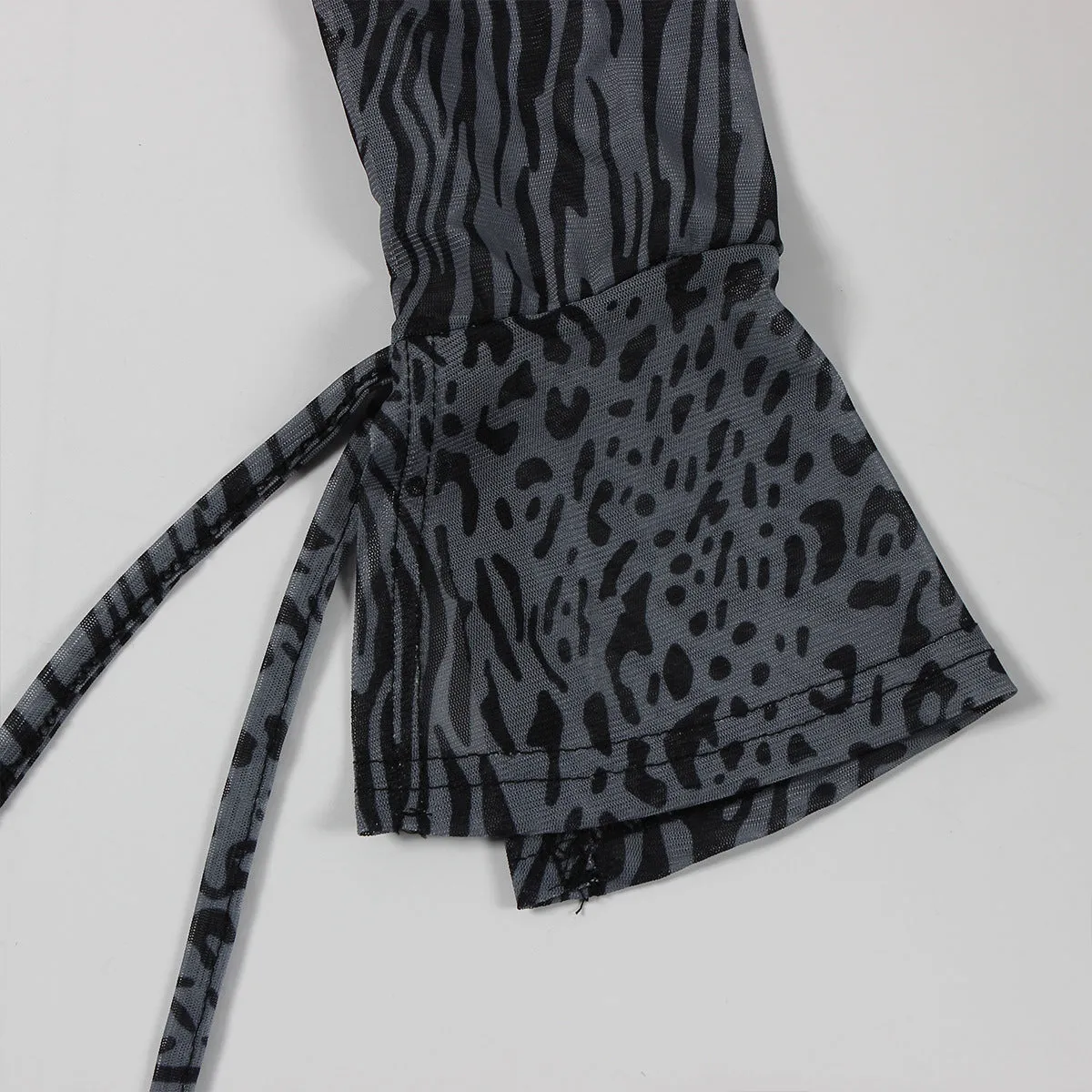 Sexy See through Mesh Leopard Print Sheath Backless Formal Dress