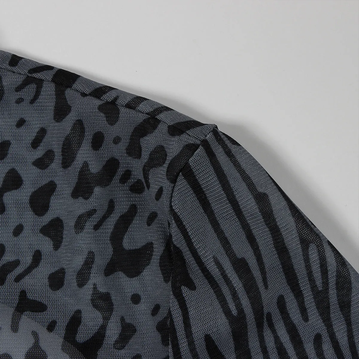 Sexy See through Mesh Leopard Print Sheath Backless Formal Dress