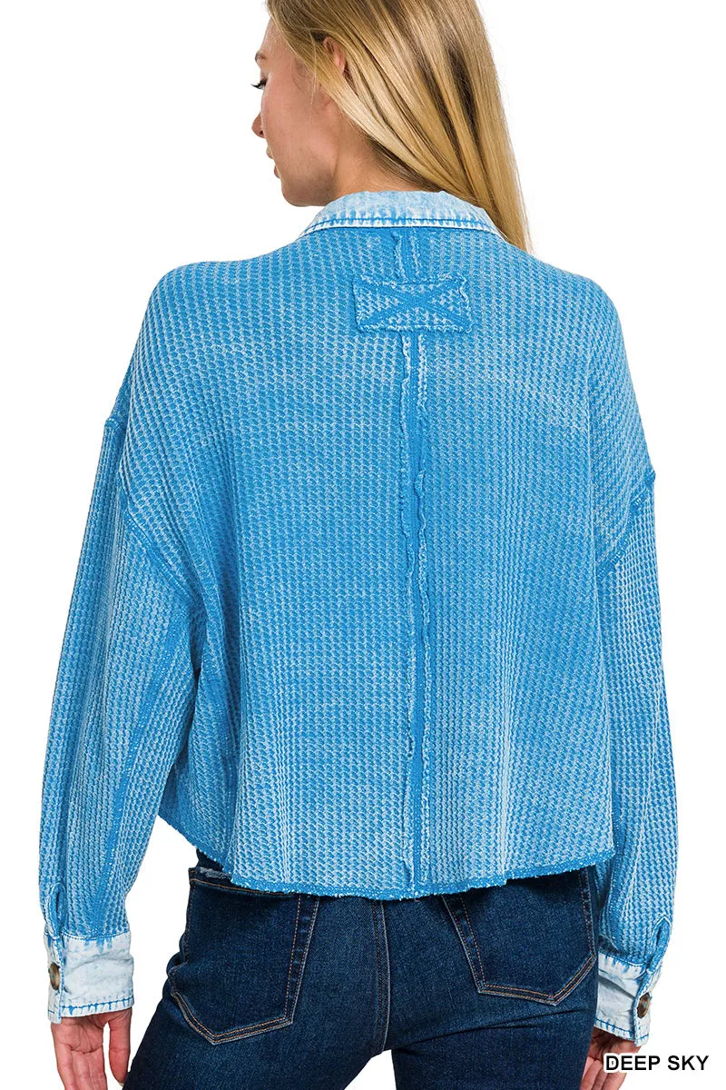 Short Mineral Washed Shacket-9859