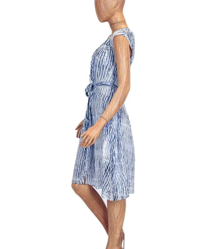 Silk Midi Dress with Waist Tie