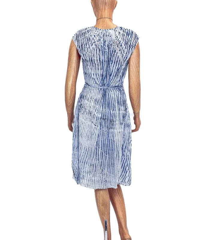 Silk Midi Dress with Waist Tie