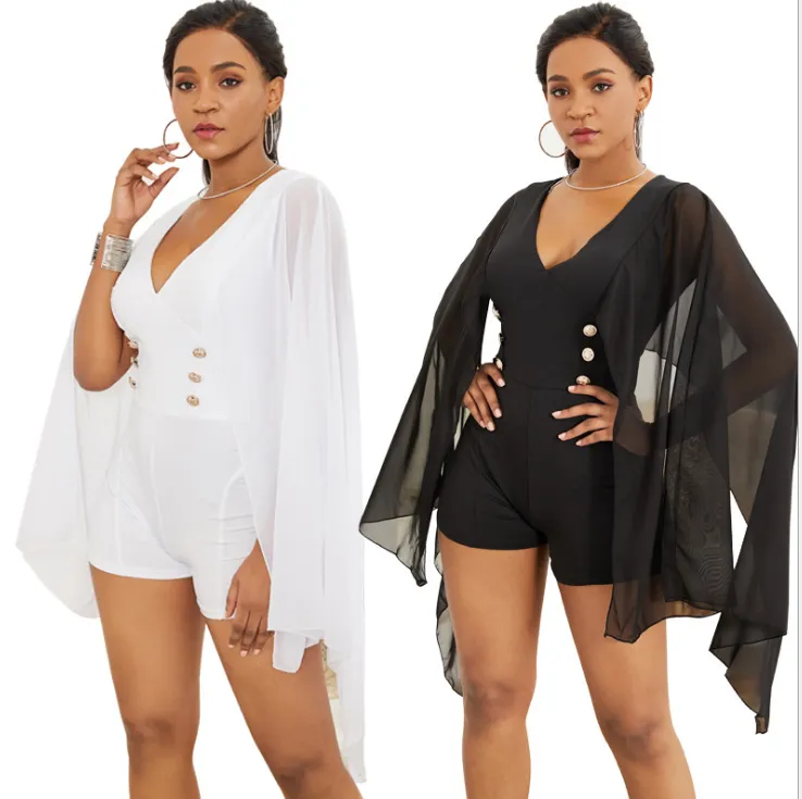 Solid V-neck Stunning Short Jumpsuit - GlamzLife