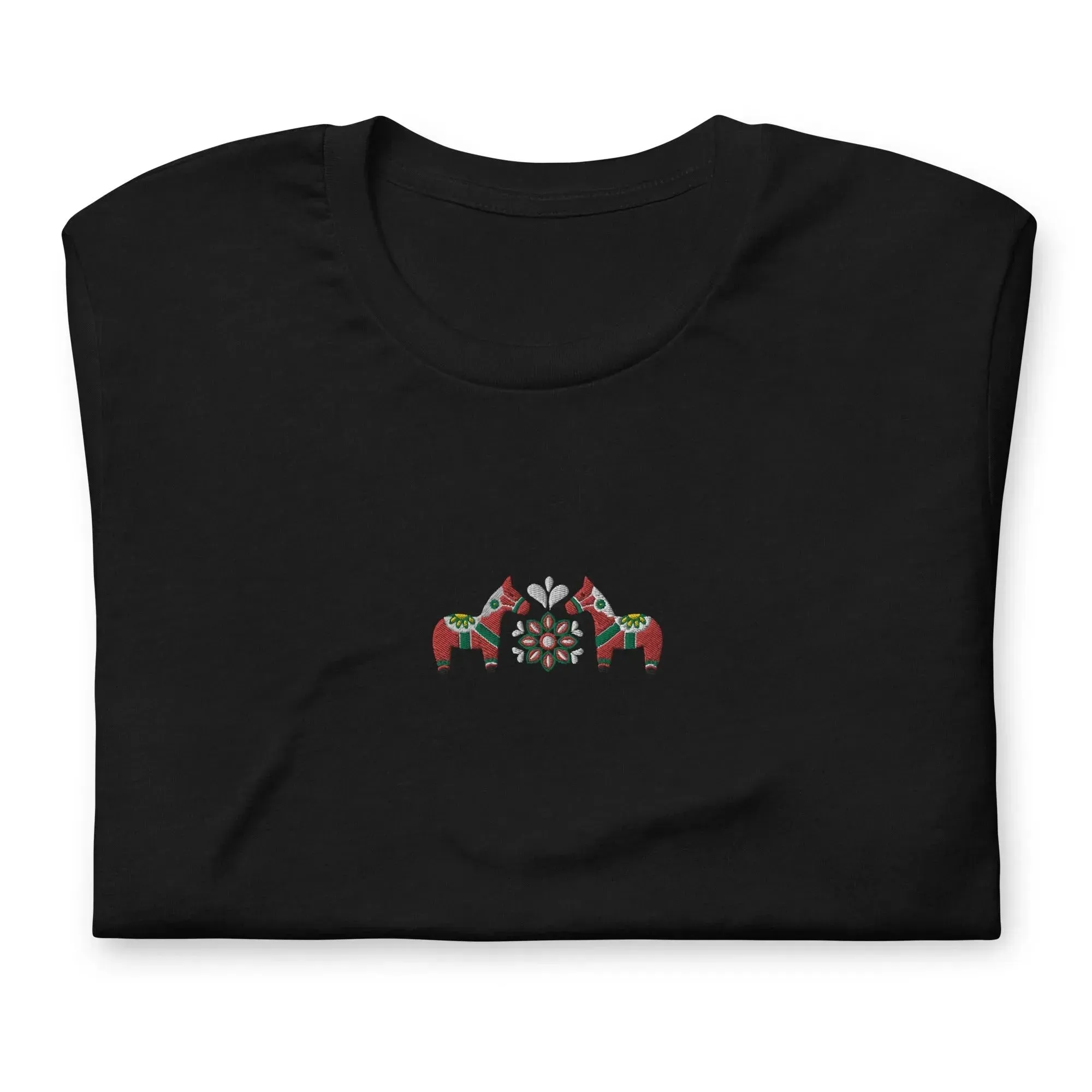 Swedish Red Dala Horse Embroidered T-Shirt