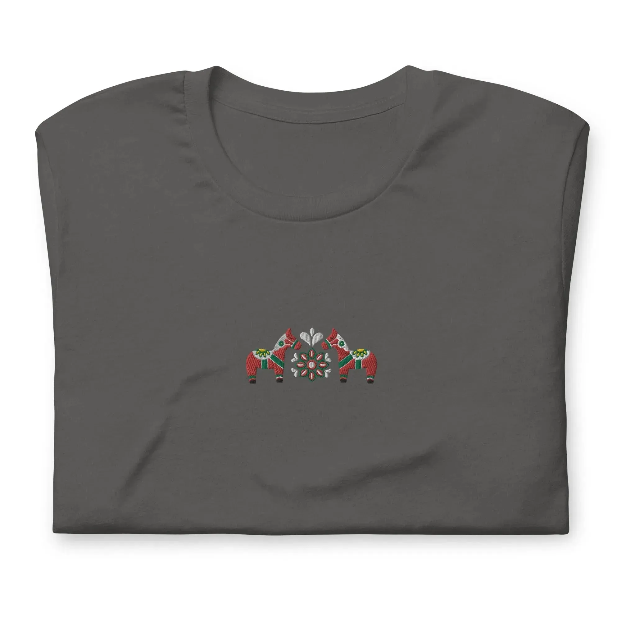 Swedish Red Dala Horse Embroidered T-Shirt