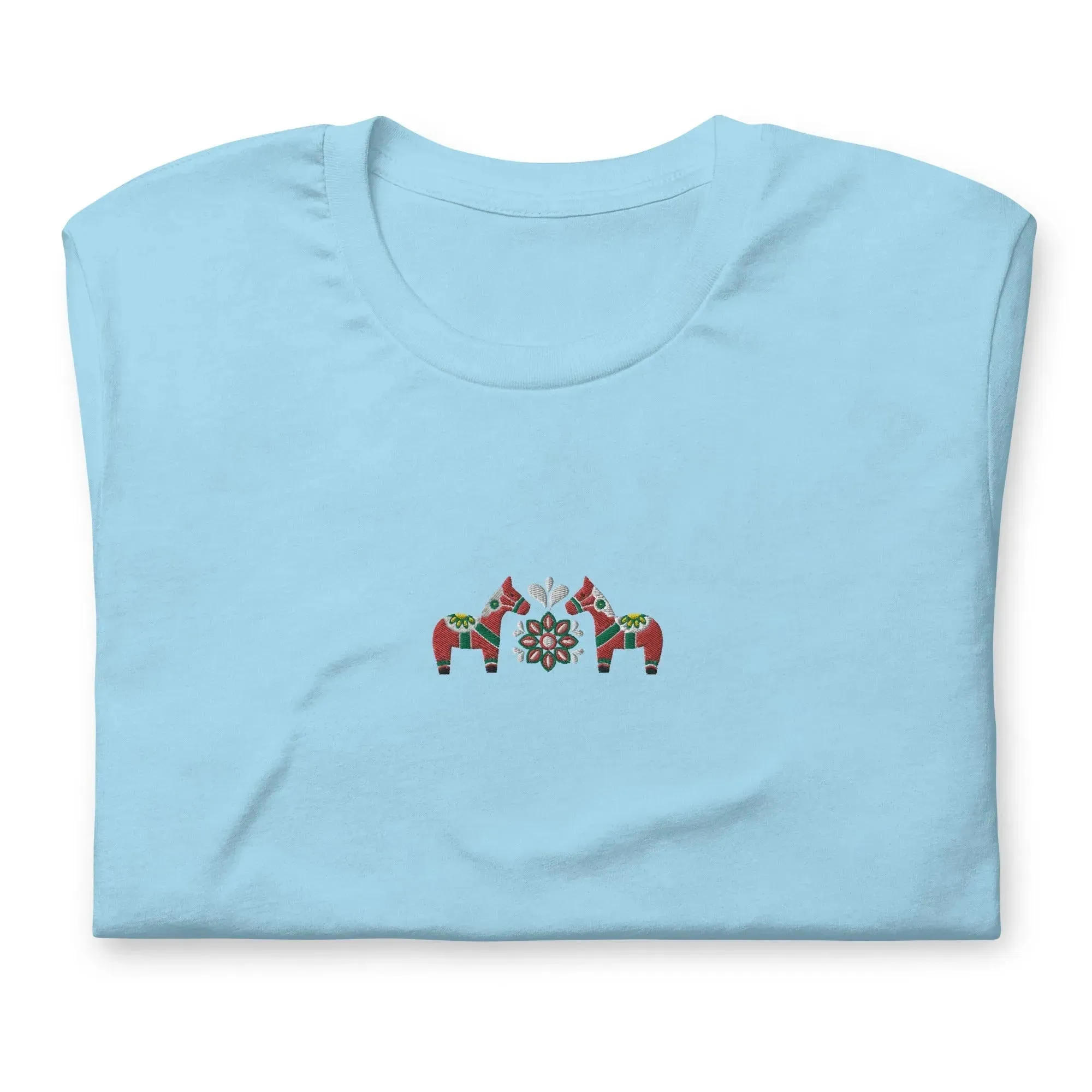 Swedish Red Dala Horse Embroidered T-Shirt