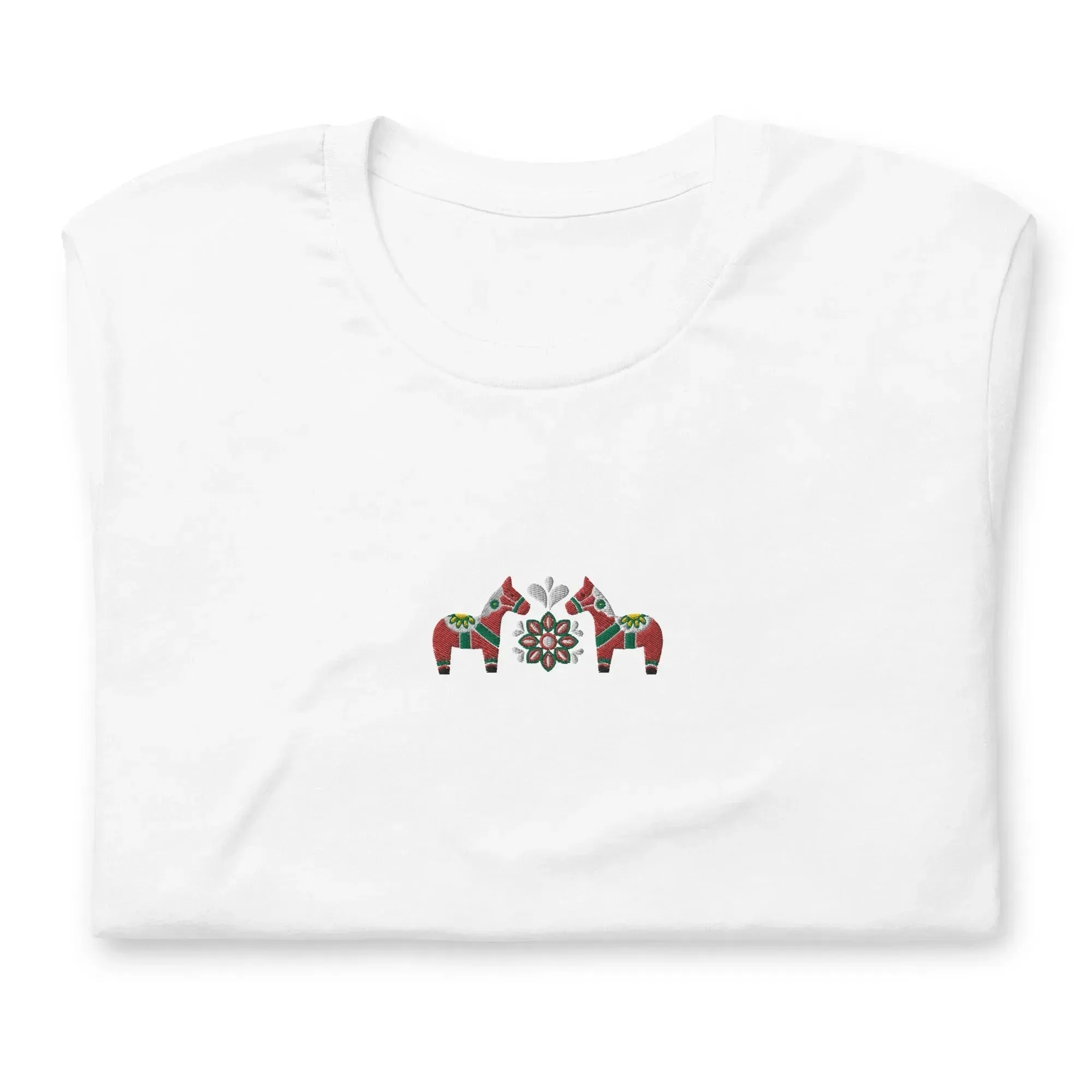 Swedish Red Dala Horse Embroidered T-Shirt