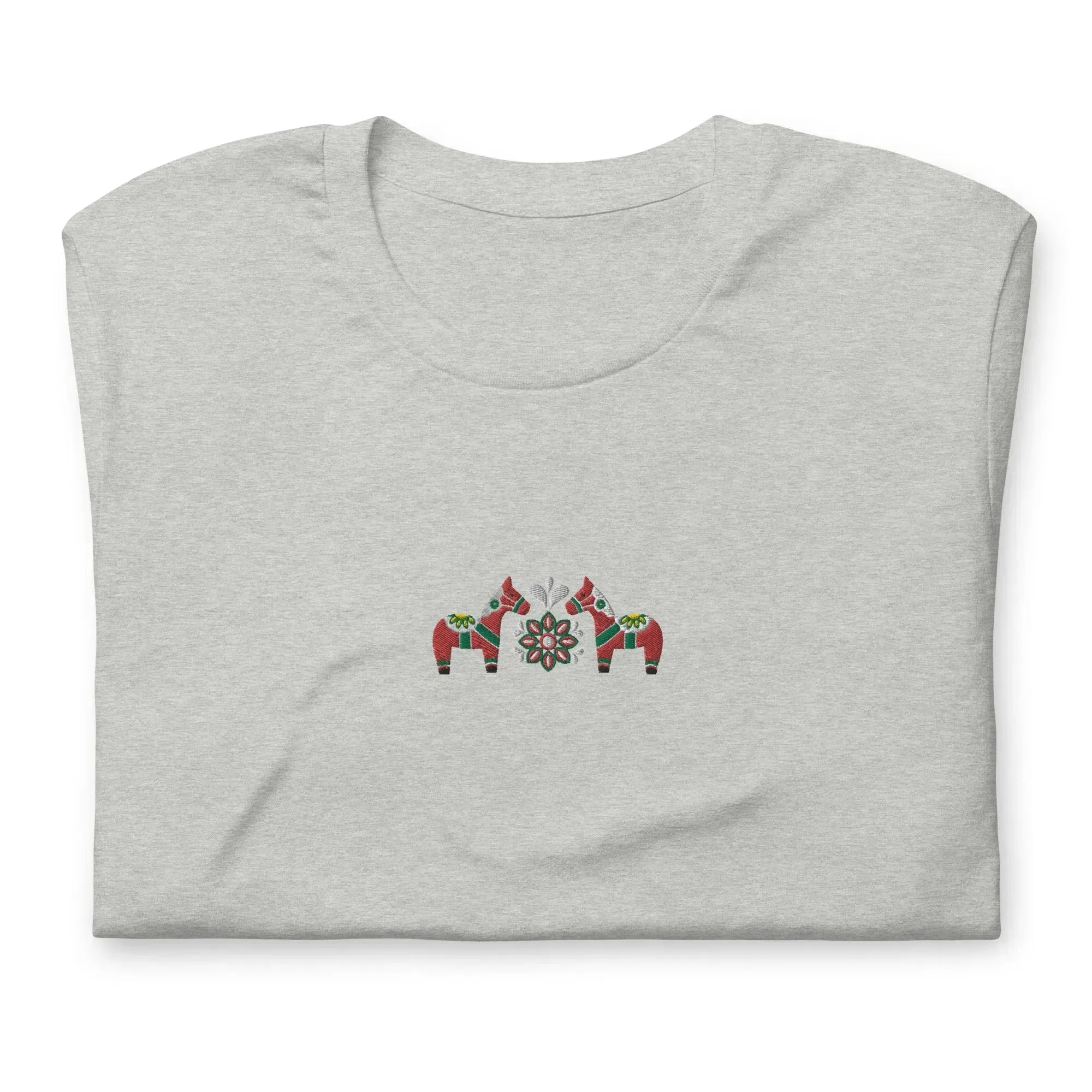 Swedish Red Dala Horse Embroidered T-Shirt