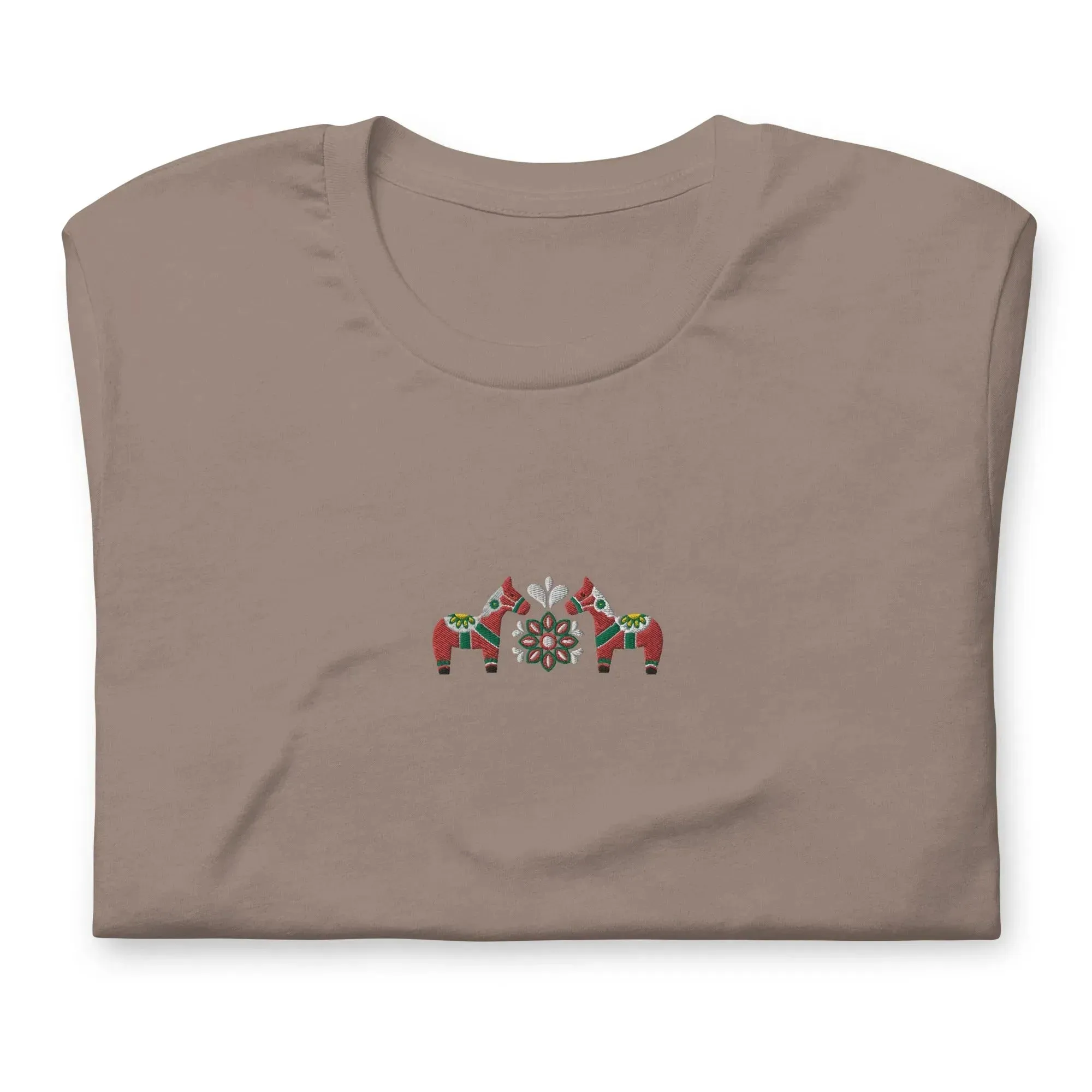 Swedish Red Dala Horse Embroidered T-Shirt