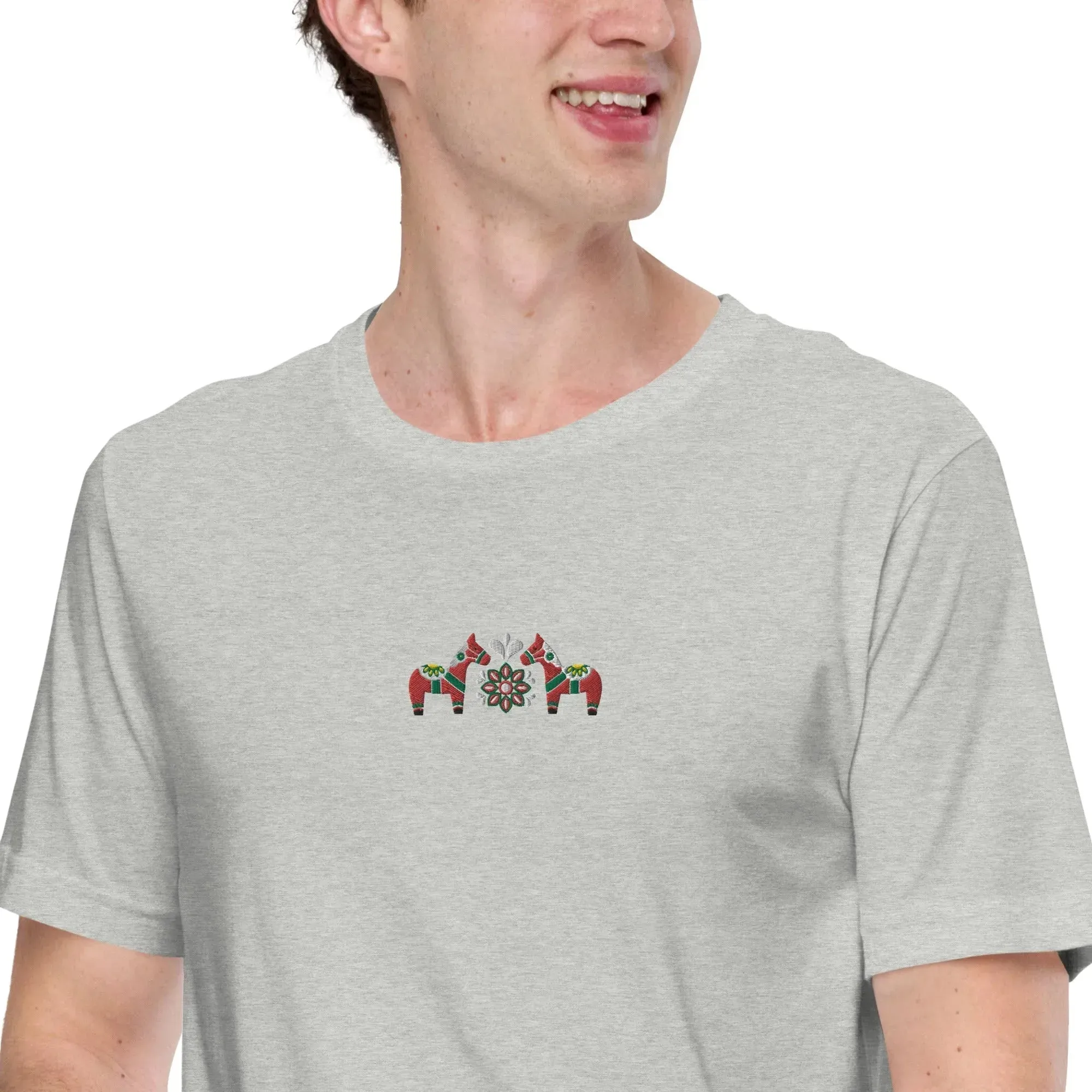 Swedish Red Dala Horse Embroidered T-Shirt
