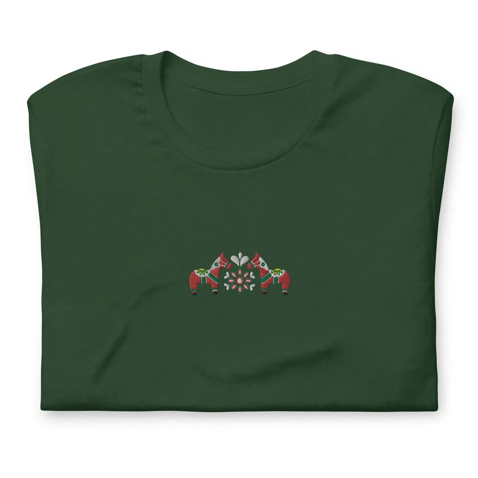 Swedish Red Dala Horse Embroidered T-Shirt