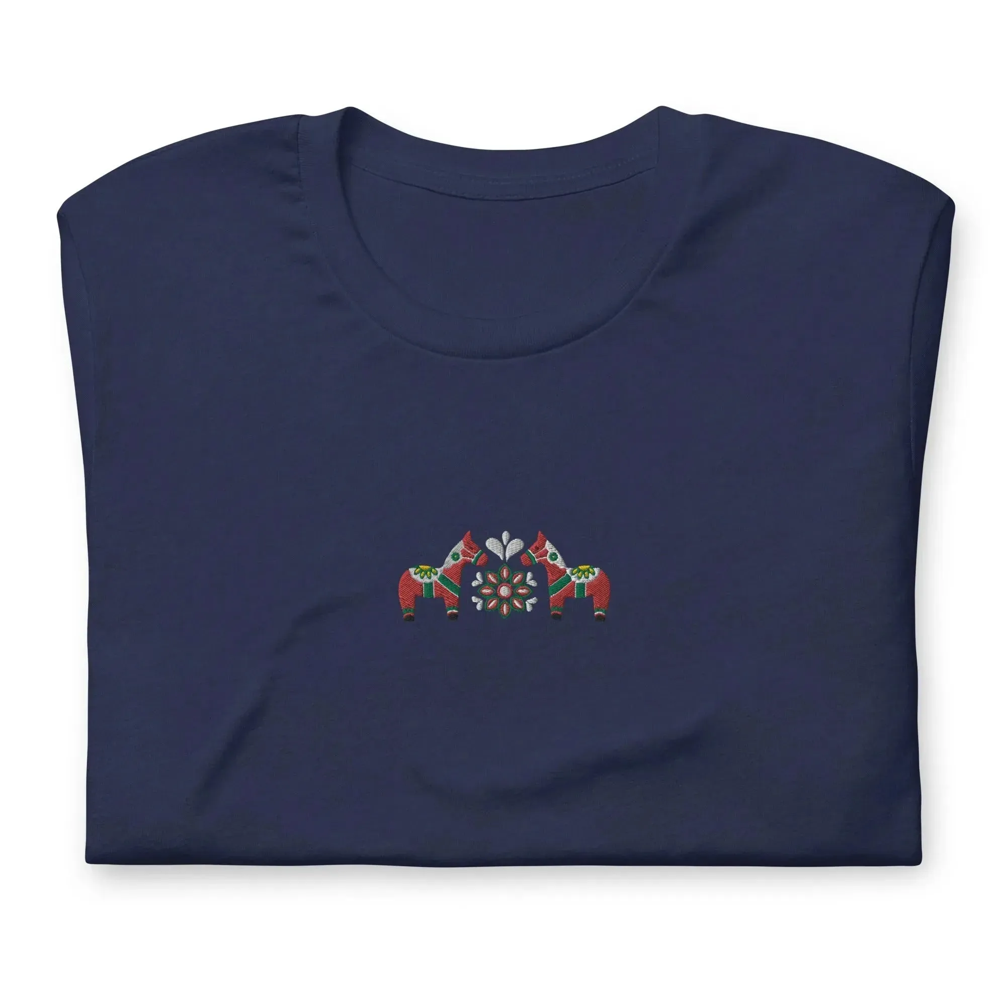 Swedish Red Dala Horse Embroidered T-Shirt