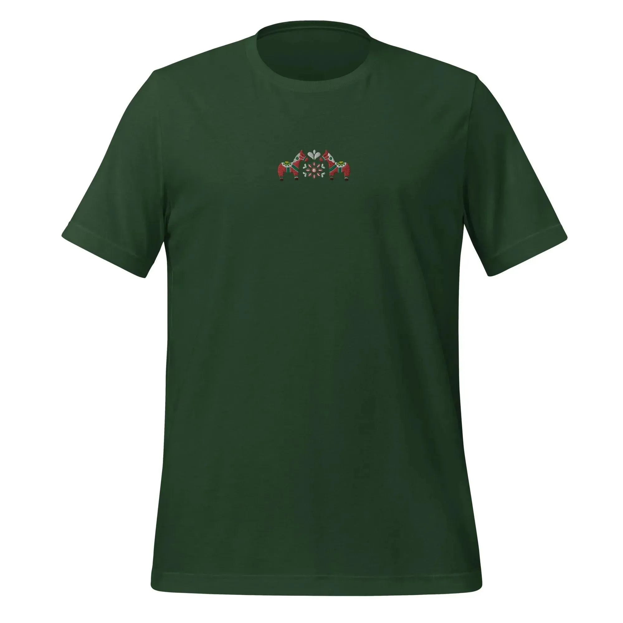 Swedish Red Dala Horse Embroidered T-Shirt