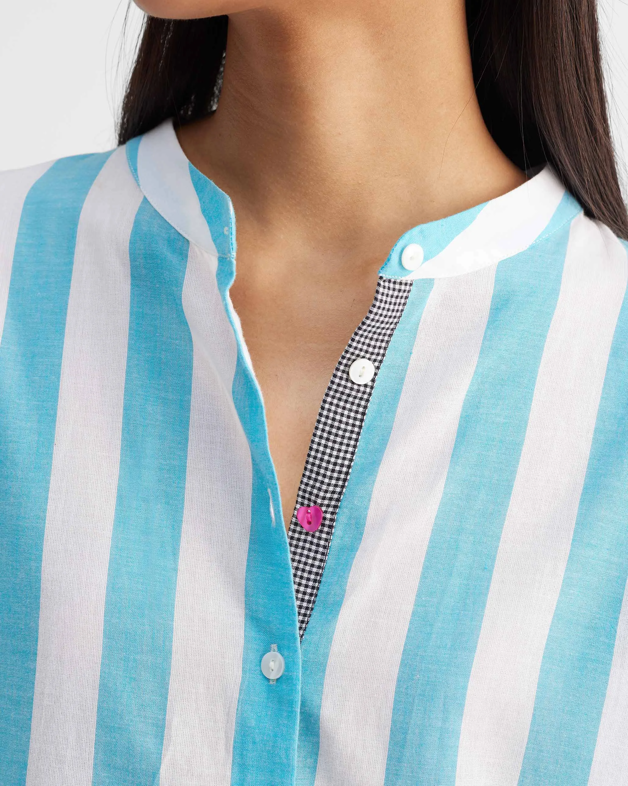 The Tab Top Set - Aqua & White Stripes