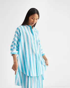 The Tab Top Set - Aqua & White Stripes