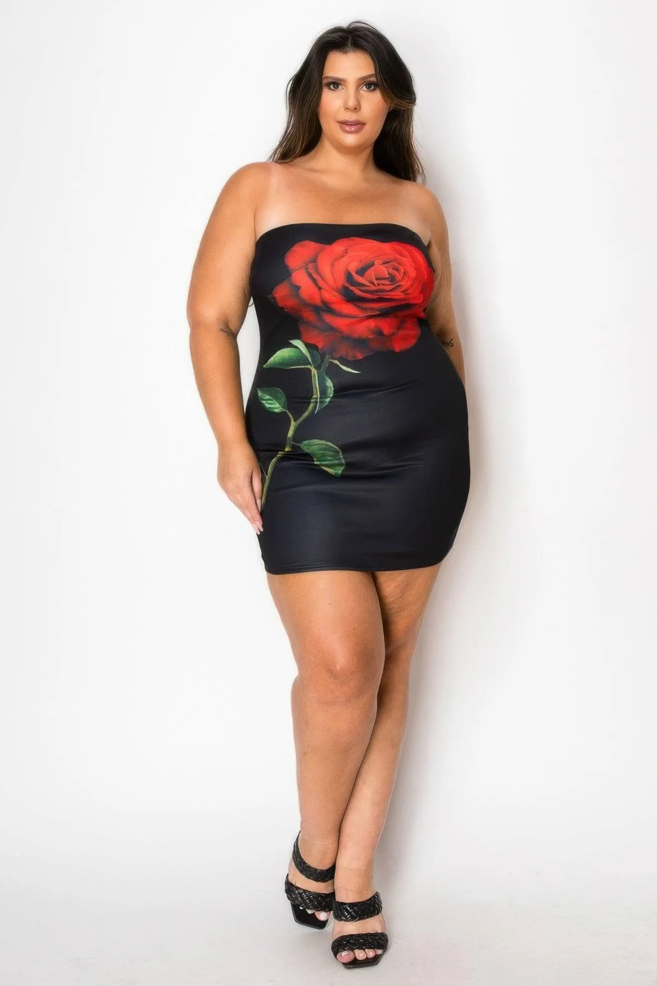 Tube Bodycon Mini Dress With Floral Print Front