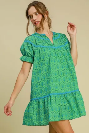 Umgee Eyelet Mini Dress With Ric Rac Trim Plus Size