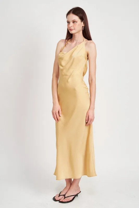 Vanilla Satin Maxi Bias Dress
