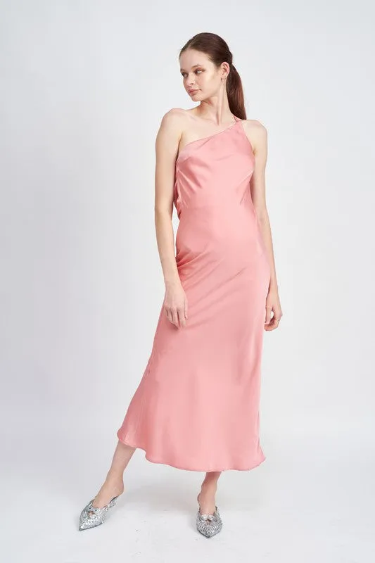 Vanilla Satin Maxi Bias Dress