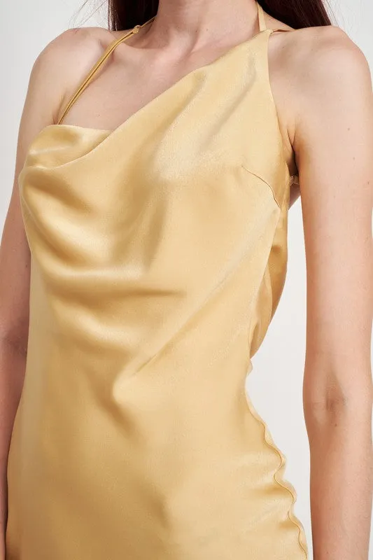 Vanilla Satin Maxi Bias Dress