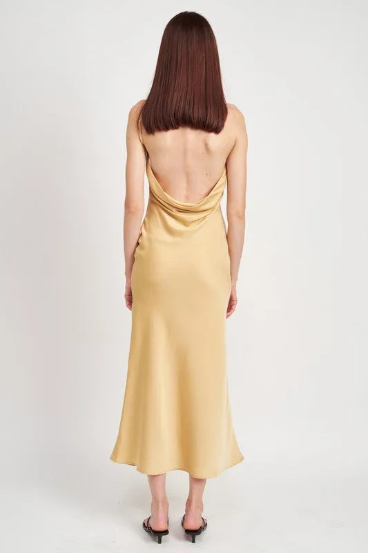 Vanilla Satin Maxi Bias Dress