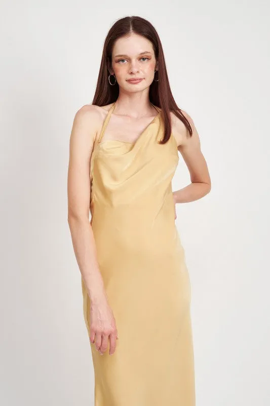 Vanilla Satin Maxi Bias Dress