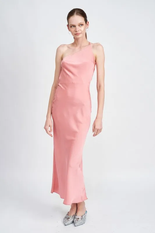 Vanilla Satin Maxi Bias Dress
