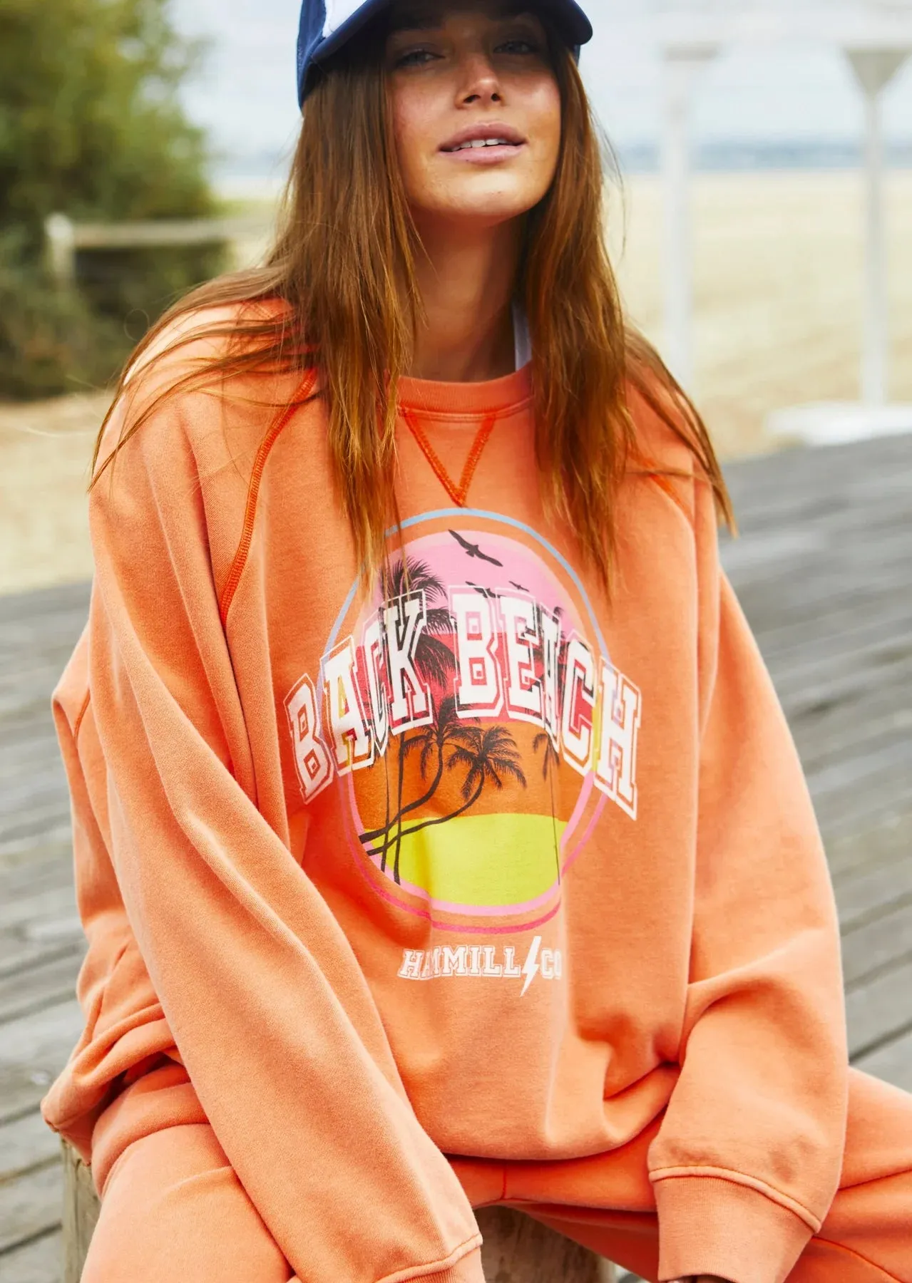 Vintage Back Beach Orange Sweat