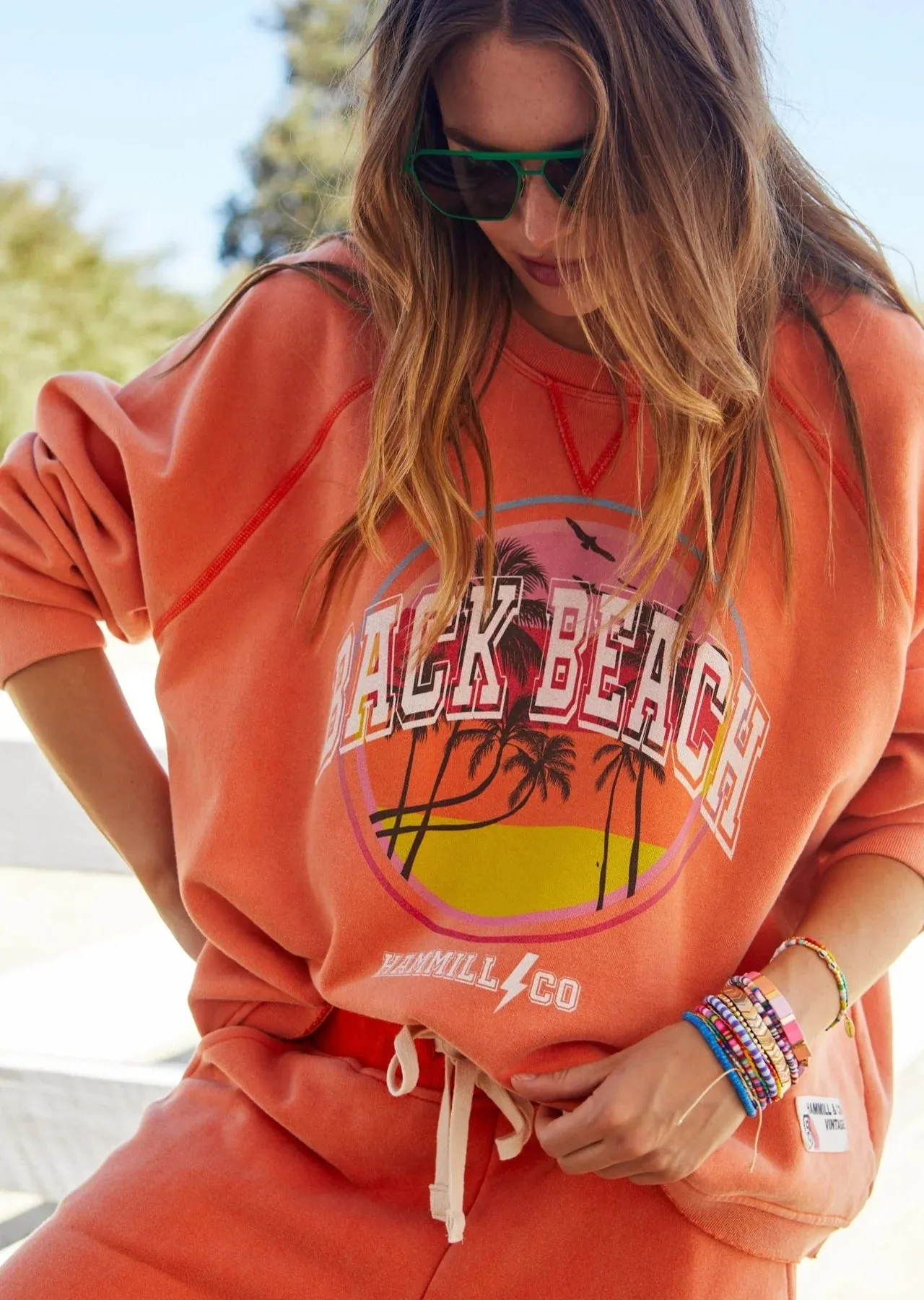 Vintage Back Beach Orange Sweat