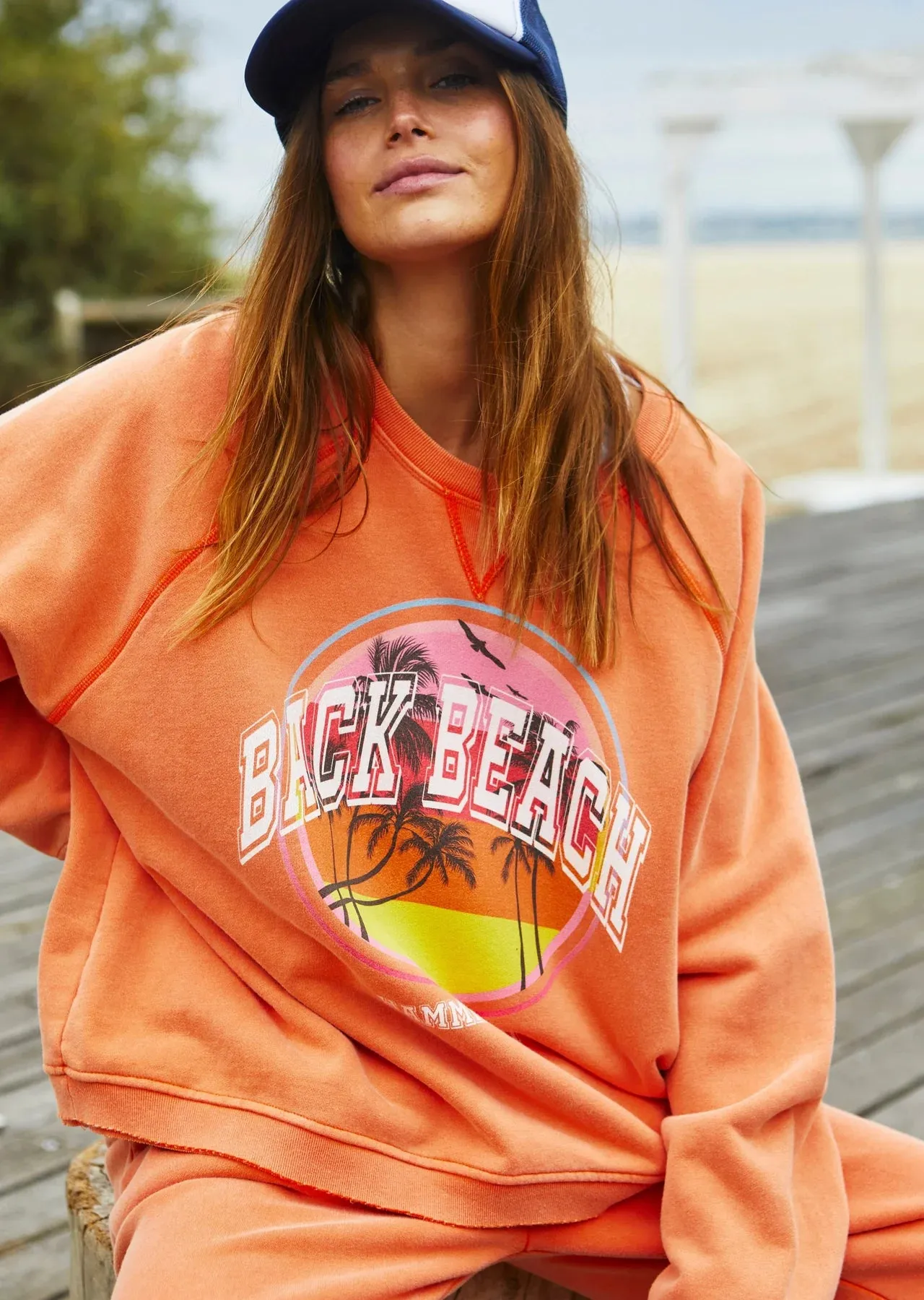 Vintage Back Beach Orange Sweat