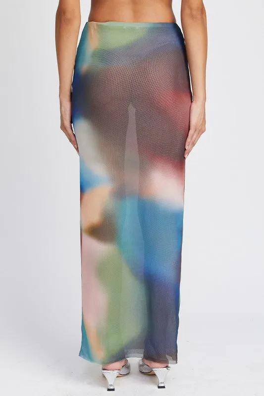 Watercolor Sheer Maxi Skirt
