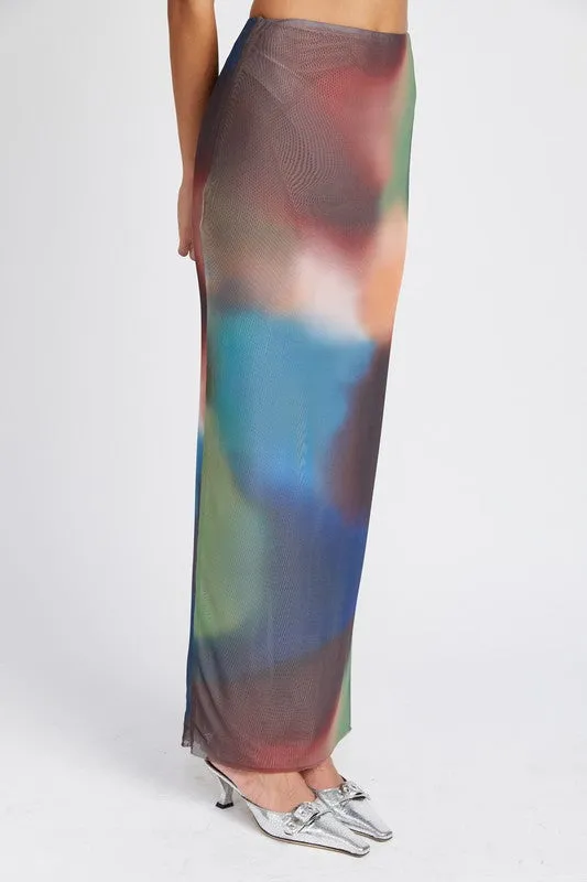 Watercolor Sheer Maxi Skirt