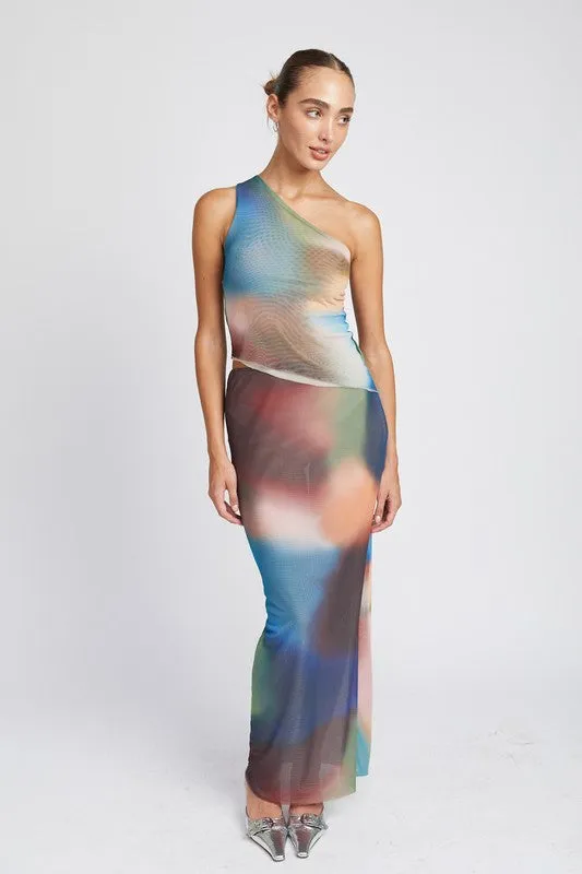Watercolor Sheer Maxi Skirt