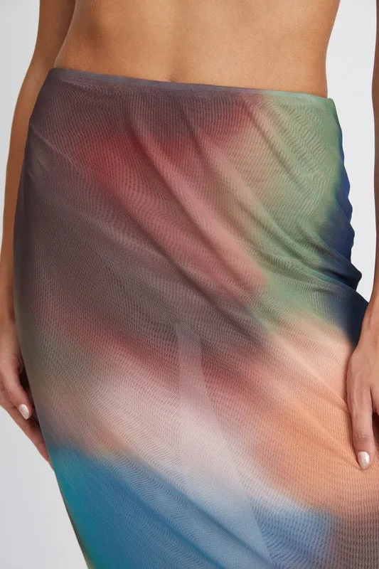 Watercolor Sheer Maxi Skirt