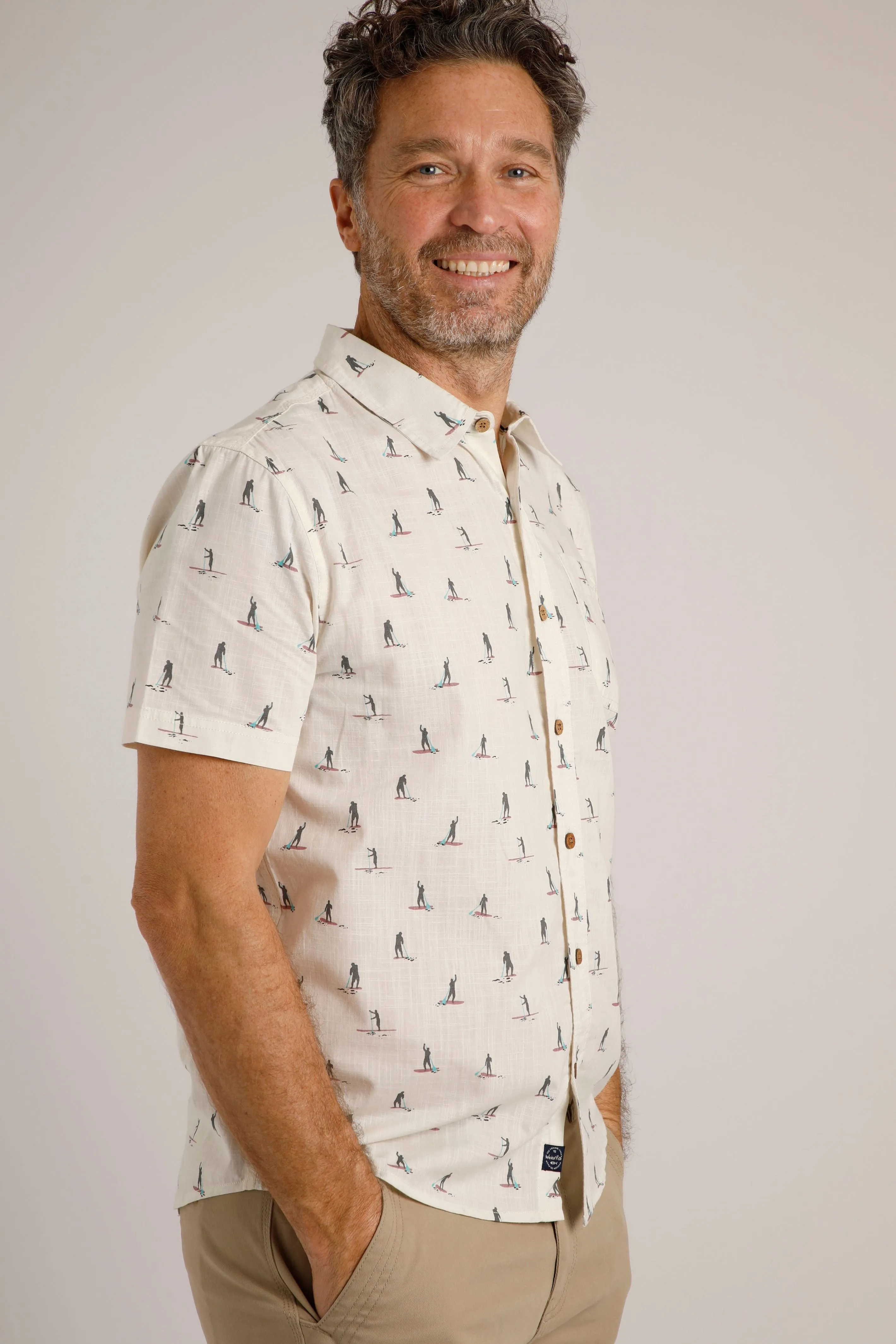 Weird Fish Monto Organic Short Sleeve Shirt Dusty White